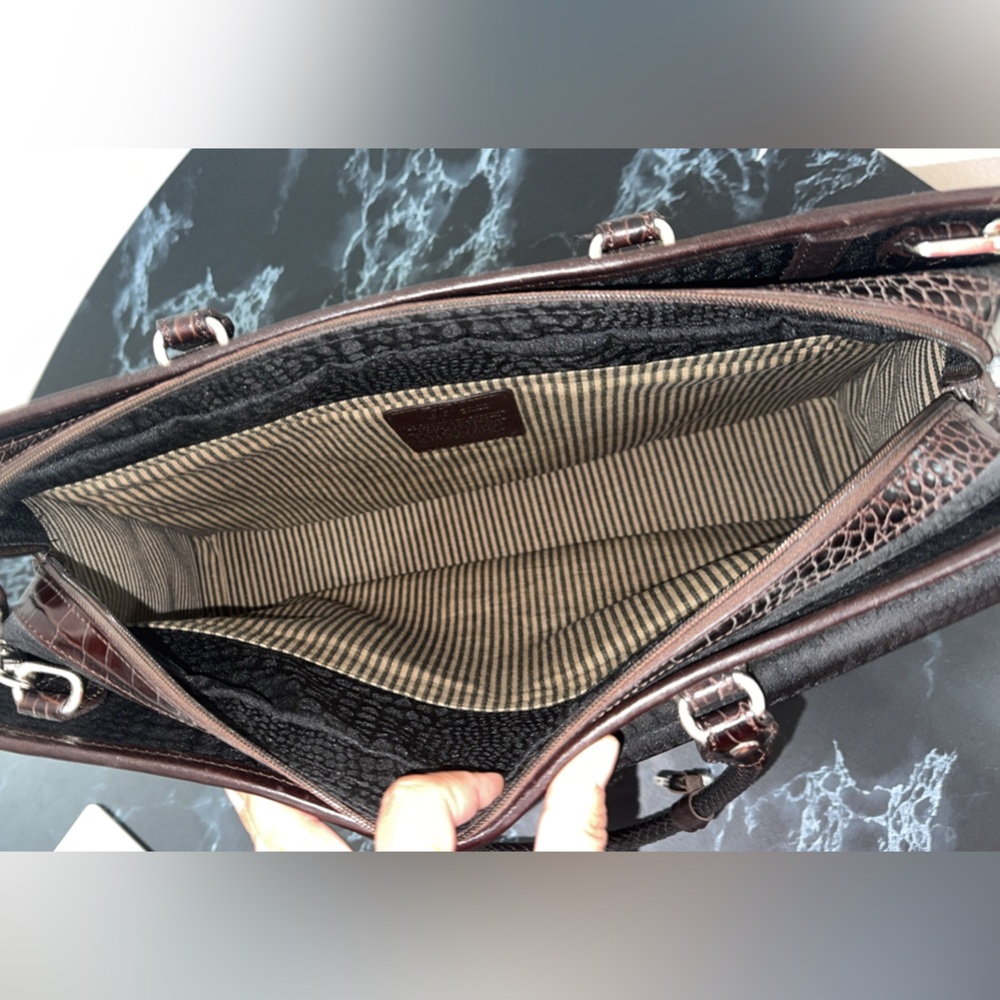 BRIGHTON Martha Bag Briefcase Bag Laptop IPad Large Bag Black Brown AUTHENTIC - Picture 12 of 16